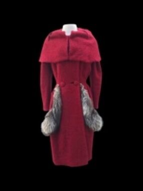 LIlli Ann Red Cranberry Coat-RARE Collectible Museum Quality Modern Size Peplum